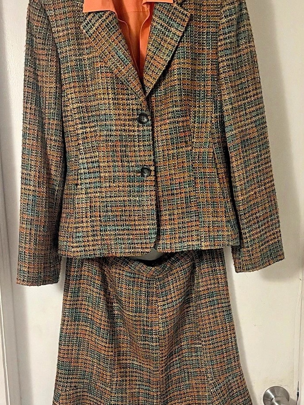 Plaid Skirt Set in Brown & Blue Like New